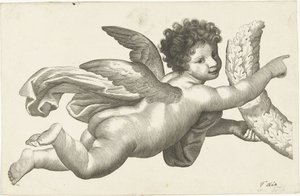 Putto flotante con corona
