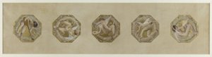 Boceto para el Hôtel de Ville de París, Escalera festiva: Génies portant des attributs de fête, débuten 1888 (óleo sobre papel)