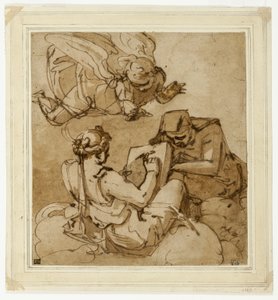 Tema alegórico (Ángel sobre dos sibilas) de Luca Cambiaso