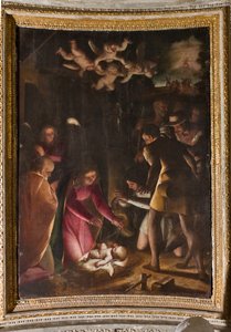 Génova, Duomo (Catedral de San Lorenzo), interior, Capilla Lercari o Capilla del Santísimo Sacramento (ábside norte): "Adoración de los pastores", de Luca Cambiaso de Luca Cambiaso