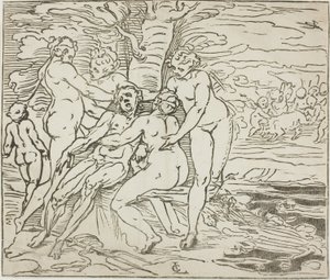 Venus llora la muerte de Adonis de Luca Cambiaso