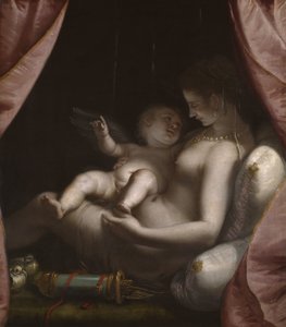 Venus y Cupido, c.1570 (óleo sobre lienzo) de Luca Cambiaso