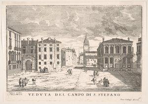 Vista del Campo Santo Stefano con el Palacio Loredan y el Palacio Morosini, Venecia, 1703