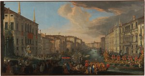 Regata en el Gran Canal en honor a Federico IV de Dinamarca de Luca Carlevarijs