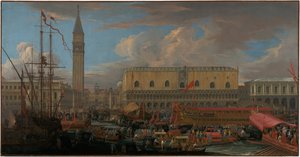 El Bucintoro partiendo del Bacino di San Marco de Luca Carlevarijs