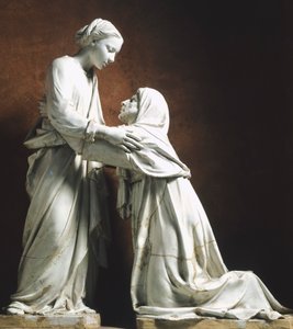 Italia, Pistoia, Iglesia de San Giovanni Fuor Civitas, La Visitación, por Luca della Robbia (circa 1400-1482) de Luca Della Robbia
