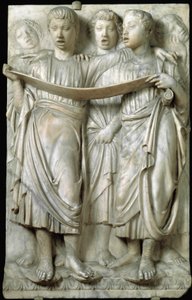 La cantoria o niños cantando en coro - Relieve de mármol, por Luca della Robbia (c.1400-1482), Quattrocento de Luca Della Robbia