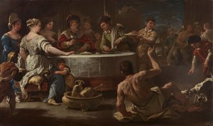 El rico y Lázaro, 1680 de Luca Giordano