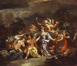Minerva como Patrona de las Artes y las Ciencias de Luca Giordano