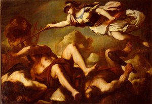 Minerva en la lucha contra los gigantes de Luca Giordano