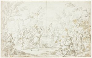 Moisés golpea la roca de Luca Giordano