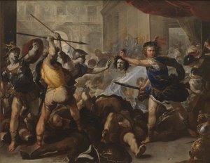 Perseo convirtiendo a Fineo y sus seguidores en piedra, principios de 1680s