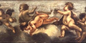 Putti jugando (detalle central) de Luca Giordano