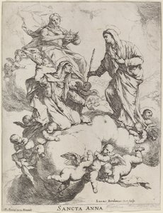 Santa Ana recibida por la Virgen y Cristo de Luca Giordano