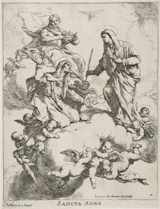 Santa Ana Recibida en el Cielo por Cristo y la Virgen de Luca Giordano