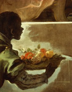 Sirviente presentando una cesta de frutas (detalle)