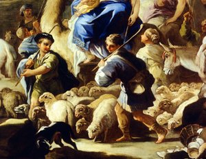 Ovejas y pastores (detalle) de Luca Giordano
