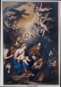 La Sagrada Familia venerada por San Antonio de Padua de Luca Giordano