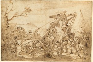La elevación de la cruz de Luca Giordano