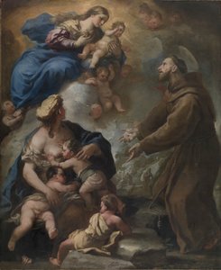 Aparición de la Virgen con el Niño a San Francisco de Asís de Luca Giordano