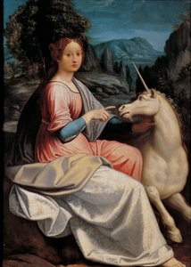 La dama y el unicornio, 1534-1540 de Luca Longhi