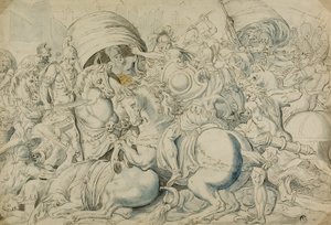 Batalla ante Troya de Luca Penni