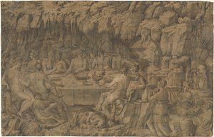 El banquete de Acheloüs, c.1545 (dibujo a pluma y tinta)