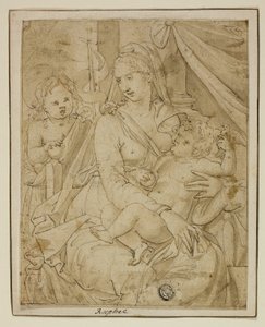 Virgen y Niño con el infante Juan el Bautista de Luca Penni