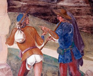San Benito amonesta al hermano del monje Valeriano que ha roto su ayuno (detalle)