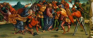 Captura de Cristo, detalle de la predela de la Lamentación sobre Cristo muerto de Luca Signorelli (1441-50 - 1523), temple sobre madera, 270x240 cm de Luca Signorelli