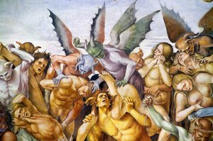 Condenados en el infierno, del ciclo de frescos del Juicio Final de Luca Signorelli