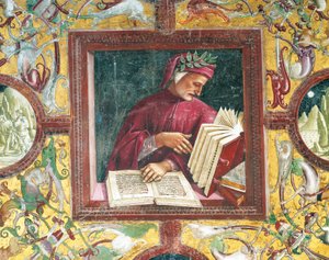 Italia, Región de Umbría, Orvieto, Catedral, Capilla de la Madonna di San Brizio, retrato de Dante Alighieri por Luca Signorelli, fresco