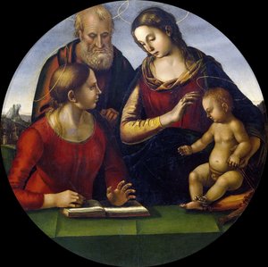 La Sagrada Familia con Santo, c.1490-1495 de Luca Signorelli