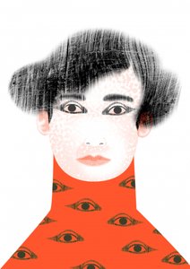 Mujer surrealista con ojos de Luca di Napoli