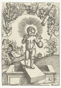Cristo Niño como Redentor Rodeado de Ángeles con Herramientas de la Pasión de Lucas Cranach