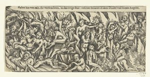 Infierno con demonios y condenados en el fuego eterno de Lucas Cranach