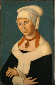 Retrato de la Duquesa Bárbara de Sajonia, 1478-1534 (esposa de Jorge el Barbudo) de Lucas Cranach d.Æ.