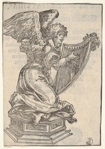 Una estatuilla de plata de un ángel tocando el arpa, de la Gran Serie de Reliquias de Wittenberg, 1509 de Lucas Cranach the Elder