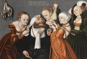 Alemán: Herkules bei Omphale Hércules en la corte de Omphale de Lucas Cranach the Elder
