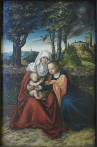 Alemán: Hl. Anna Selbdritt Virgen con el Niño y Santa Ana. de Lucas Cranach the Elder