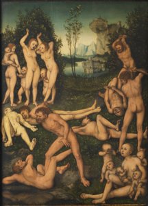 Alemán: Kampf nackter Männer und ihre klagenden Frauen Los frutos de los celos (El fin de la Edad de Plata) de Lucas Cranach the Elder