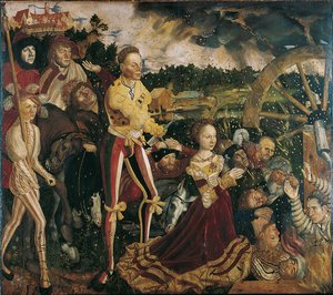 Alemán: Katharinenaltar (Mitteltafel) Retablo con el martirio de Santa Catarina de Lucas Cranach the Elder