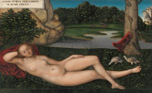 Alemán:  Quellnymphe La ninfa en la fuente de Lucas Cranach the Elder