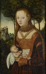 Joven madre con hijo (llamada "Penitencia de San Juan Crisóstomo") / La princesa violada por San Crisóstomo de Lucas Cranach the Elder