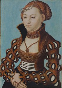 Retrato de la princesa María de Sajonia con corona nupcial de Lucas Cranach the Elder
