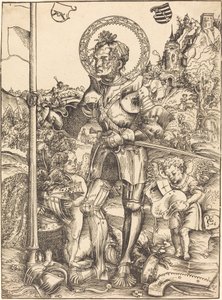 San Jorge de pie, con dos ángeles de Lucas Cranach the Elder