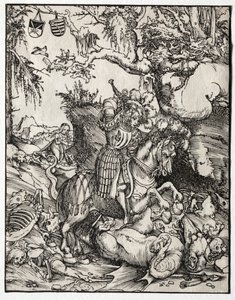San Jorge matando al dragón, 1500s de Lucas Cranach the Elder