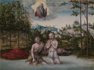 El Bautismo de Cristo, 1530s de Lucas Cranach the Elder