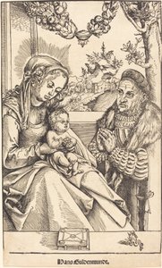 La Virgen y el Niño adorados por Federico el Sabio de Sajonia de Lucas Cranach the Elder
