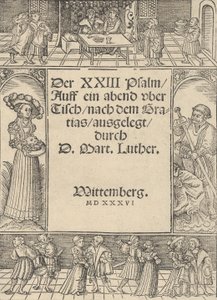 Borde del título con la historia de Salomé y San Juan Bautista de Lucas Cranach the Elder